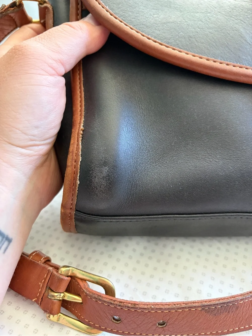 Coach Spectator Black Leather Interior Crossbody with Brown Trim